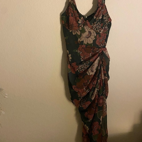 Pretty Little Thing Floral Green Pink Corset Underwire Draped Coquette Dress 12 - Picture 3 of 14